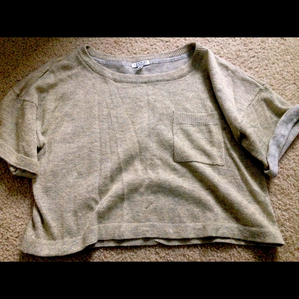 Gold shimmery off the shoulder crop top